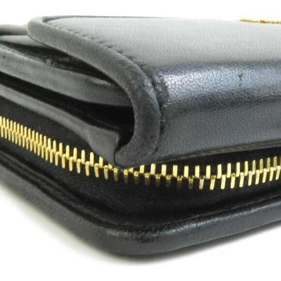 Auth MIUMIU Matelasse Bifold Wallet Black Leather/Goldtone - 55793k - Picture 6 of 8